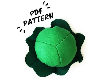 Cabbage PDF Felt Pattern - Easy Play Food DIY Template & Instructions Hand Sewing Handmade Heirloom Toy