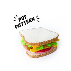 Sandwich Set PDF Felt Pattern - Easy Play Food DIY Template & Instructions Hand Sewing Handmade Heirloom Toy Set