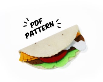 Taco PDF Felt Pattern - Easy Play Food DIY Template & Instructions