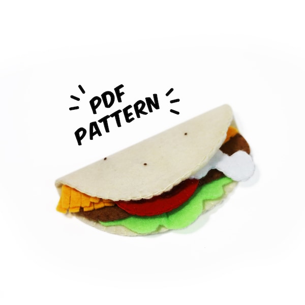 Taco PDF Felt Pattern - Easy Play Food DIY Template & Instructions