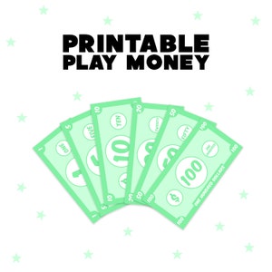 Kids Pretend Play Printable - Play Money - Basic Green Set