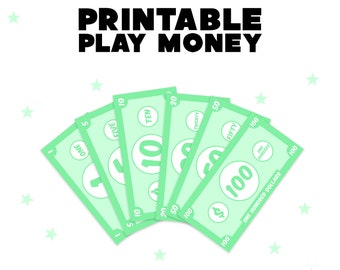 Kids Pretend Play Printable - Play Money - Basic Green Set