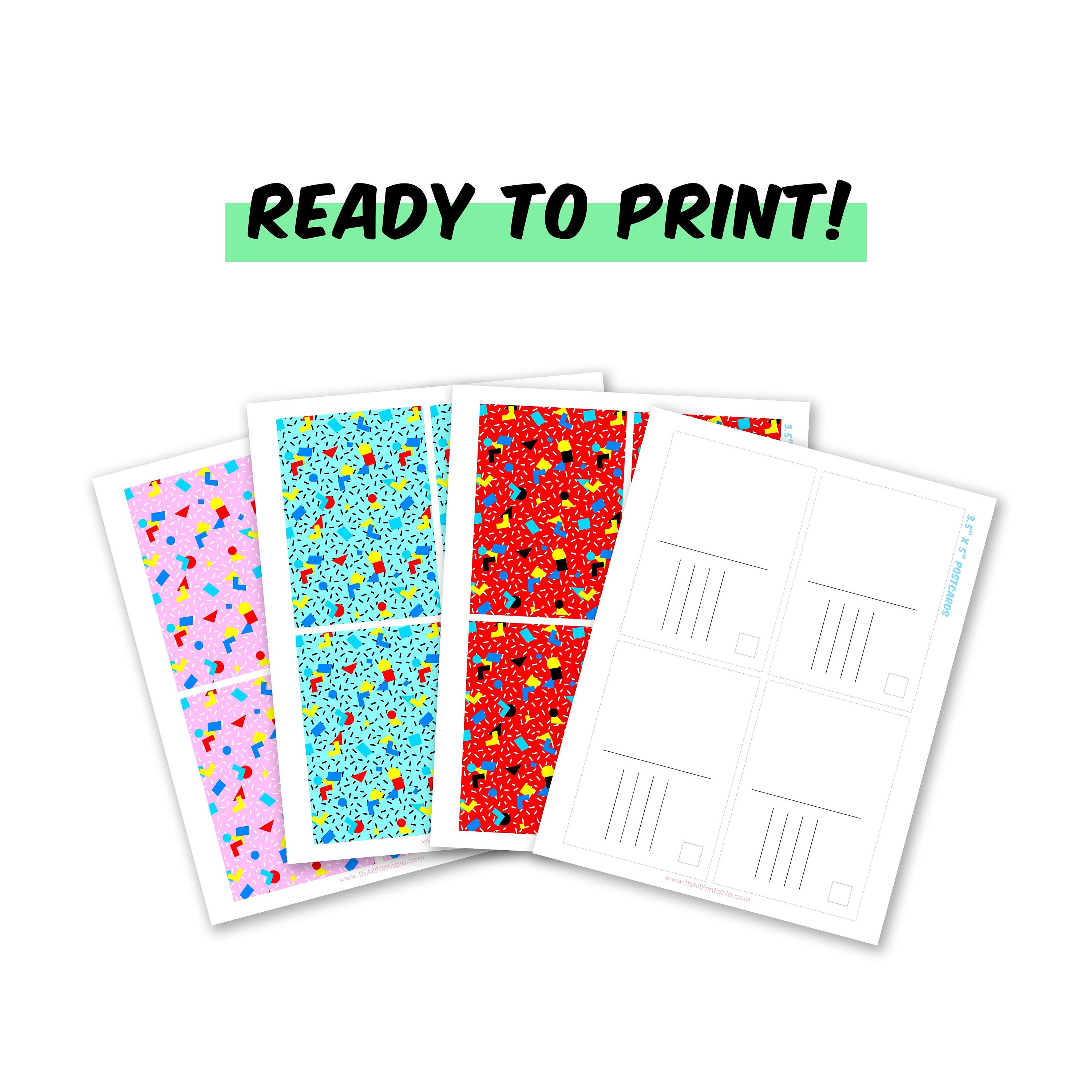 Printable Postcards 3.5 X 5 - 90's Shapes 10 Pack - Etsy