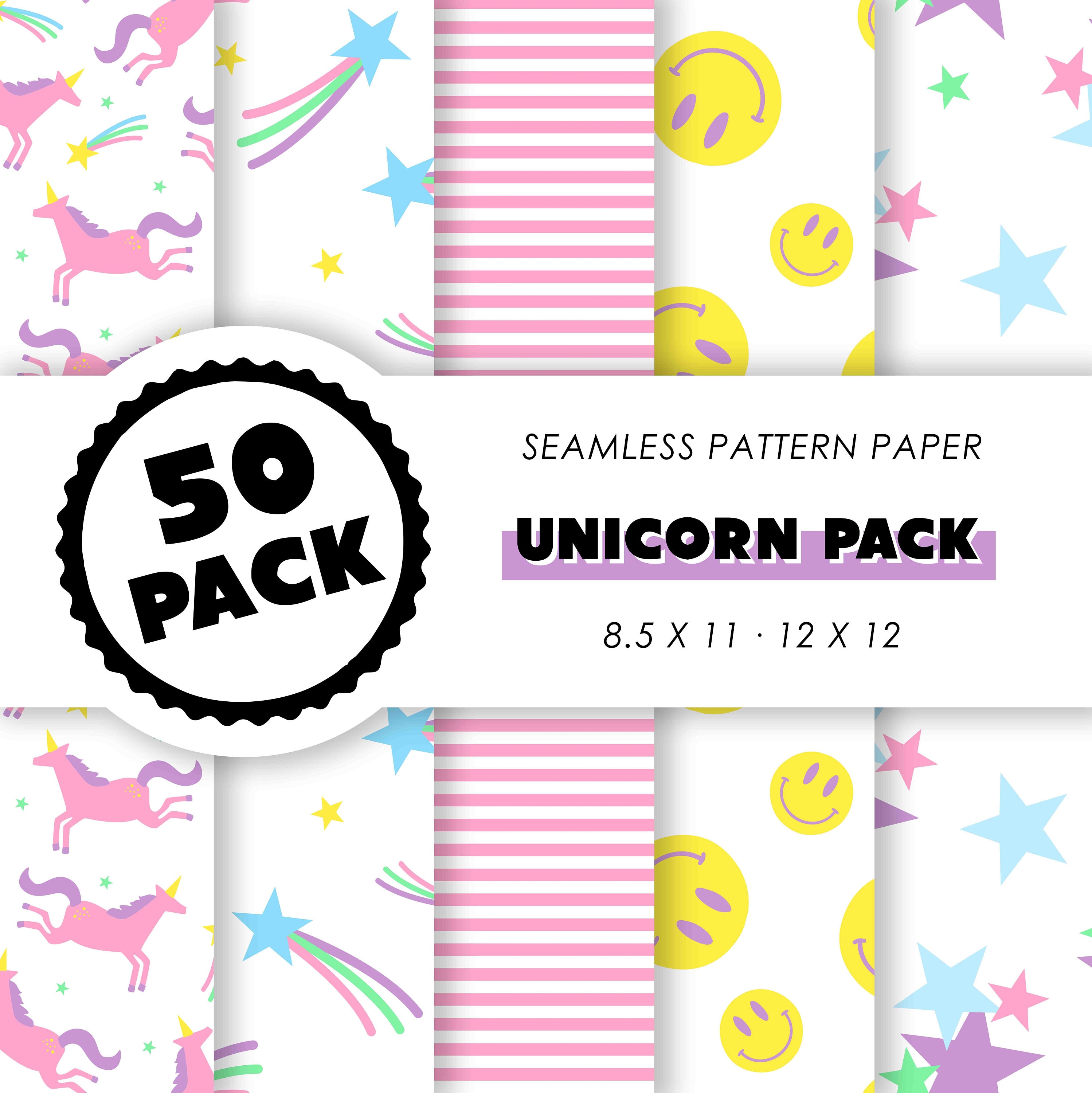 Printable Seamless Patterns - Unicorn Pack - Stripes - Stars - Digital ...