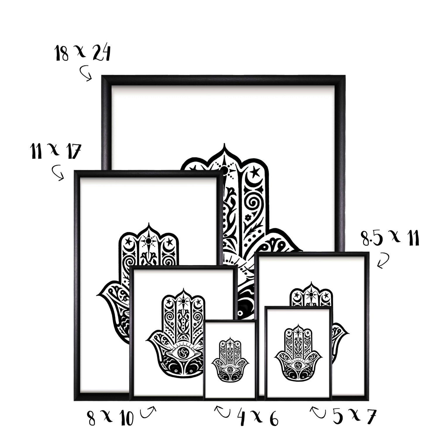 Printable Poster Wall Hanging Hamsa 18x24 / 11x17 / 8.4x11 Etsy