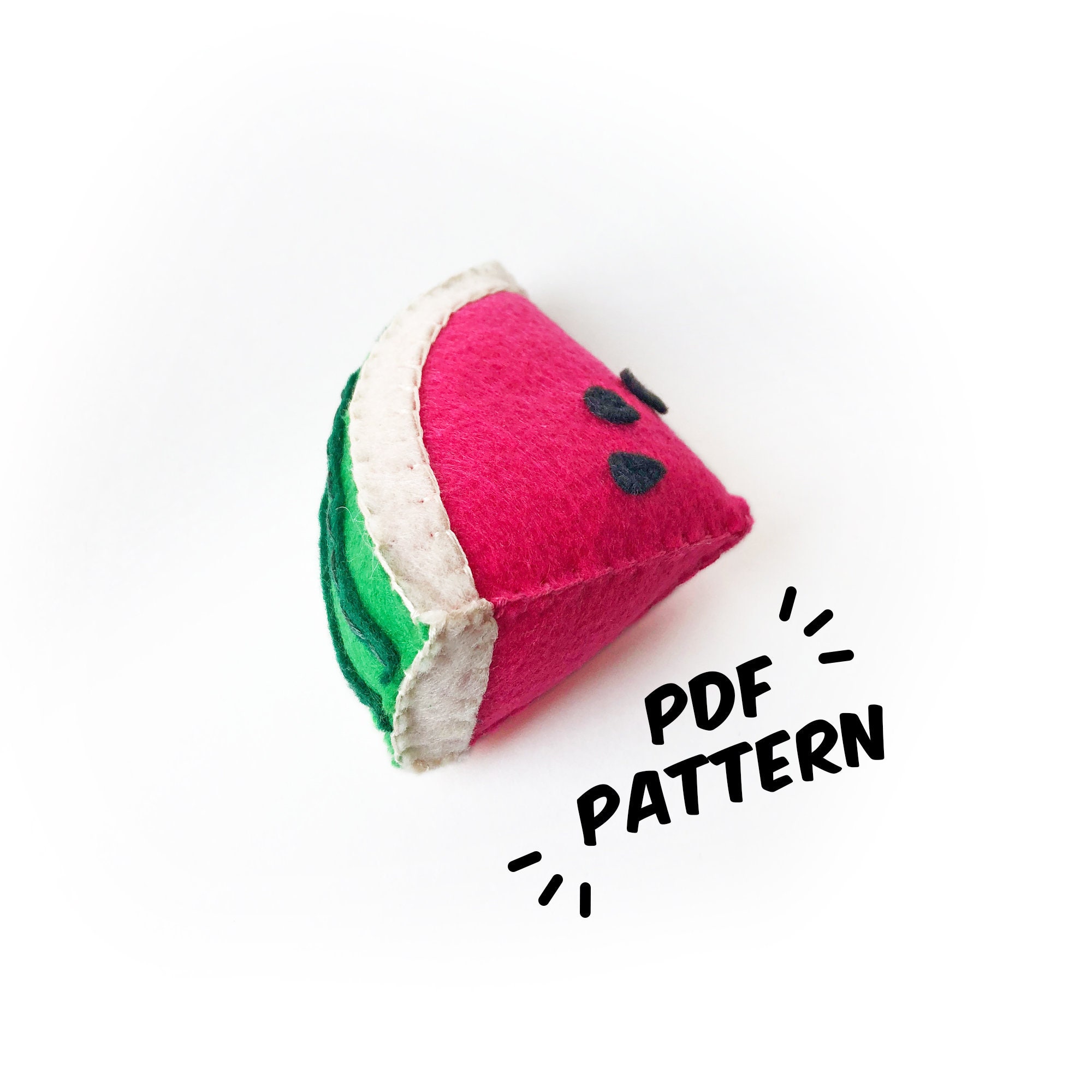 Watermelon PDF Felt Pattern - Easy Play Food DIY Template & Instructions