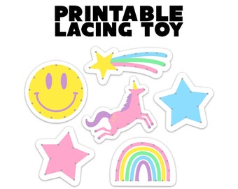 Kids Lacing Toy Printable - Unicorn Set