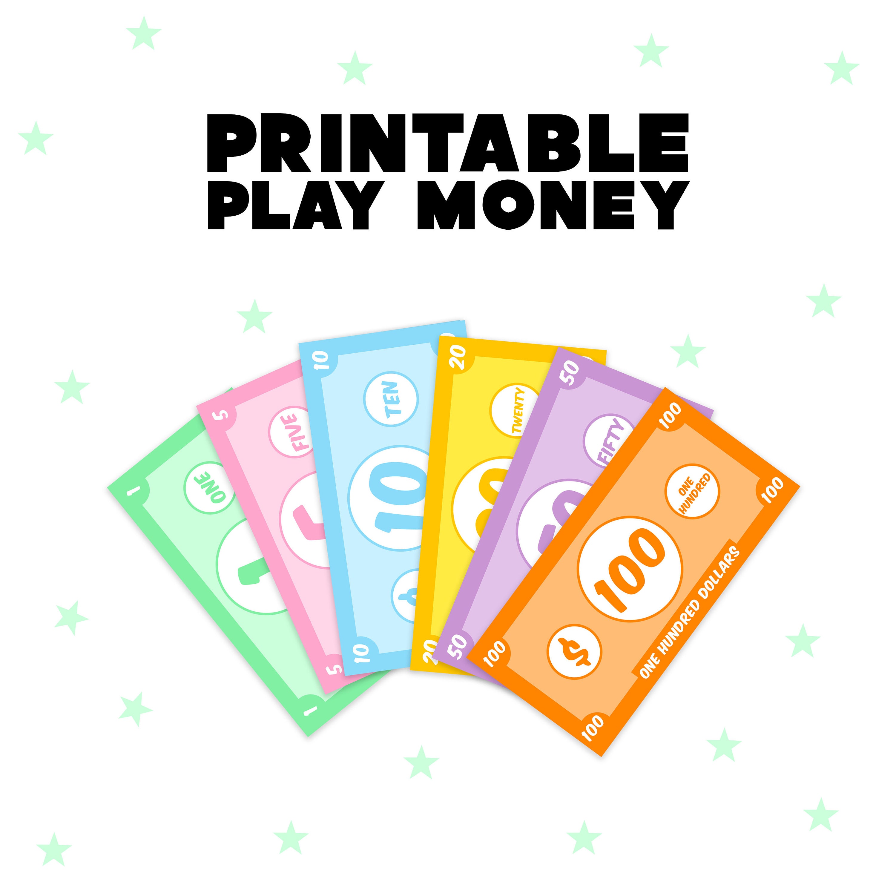 Kids Pretend Play Printable - Play Money - Basic Set - Etsy