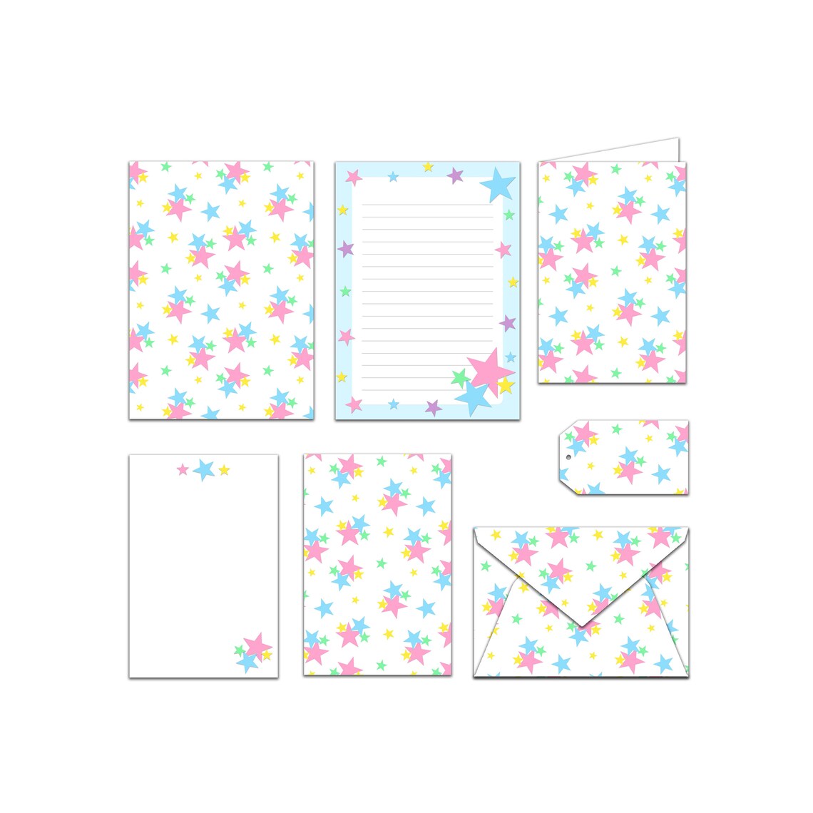 Printable Stationery Set Stars Notes / Card / Gift Tag / Envelope - Etsy