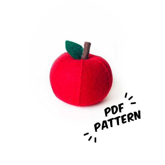 Apple Pdf Felt Pattern Easy Play Food Diy Template Etsy