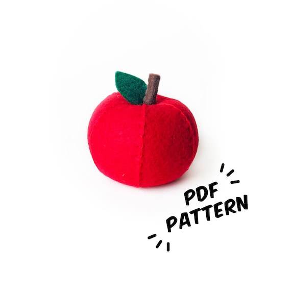 Apple Pdf Felt Pattern Easy Play Food Diy Template Etsy