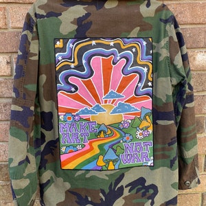 Make Art Not War Hand-Painted Army Jacket