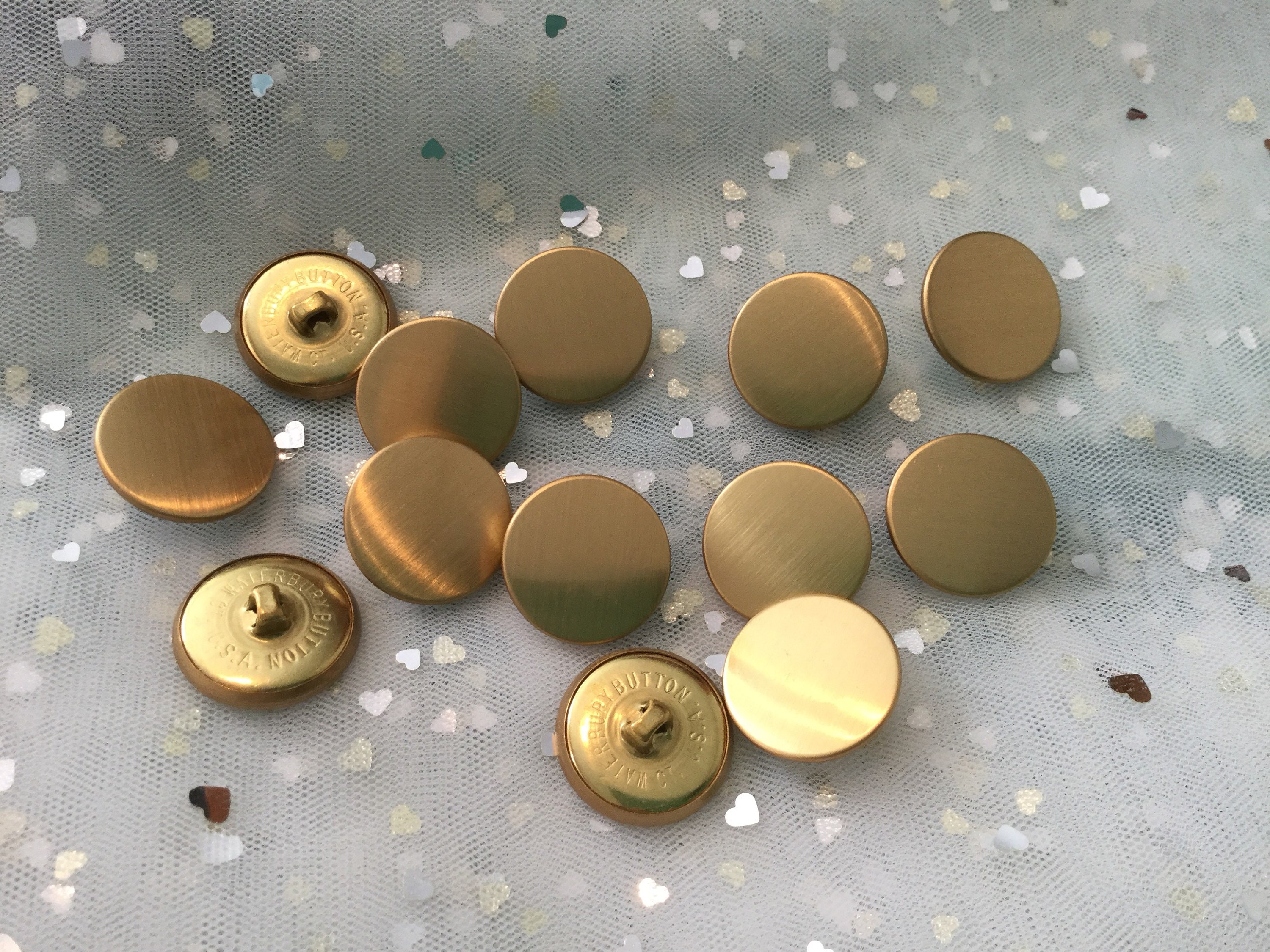 6 x Genuine Waterbury Button Company new brushed gold flat top | Etsy