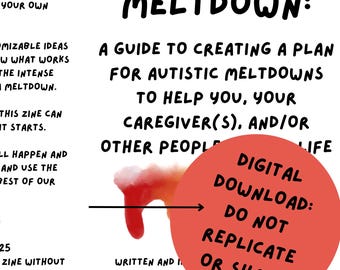 It's Okay to Meltdown Zine : A Guide to Creating a Plan for Autistic Meltdowns - Digital Download (Printable Format)