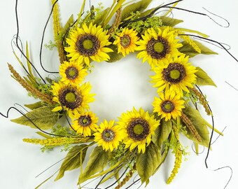 Sunflower Wreath, Everyday wreath, Harvest Wreath, Fall Floral Wreath, Farmhouse Wreath, Rustic Wreath, housewarming gift