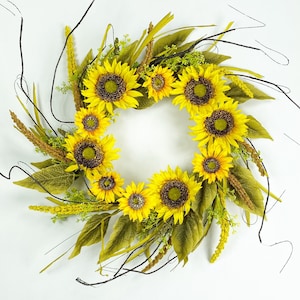 Sunflower Wreath, Everyday wreath, Harvest Wreath, Fall Floral Wreath, Farmhouse Wreath, Rustic Wreath, housewarming gift