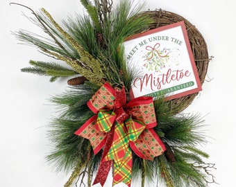 Christmas Wreath, Pine Wreath, Natural Christmas Wreath,  Artificial Wreath, Holiday Wreath, Merry Christmas Wreath