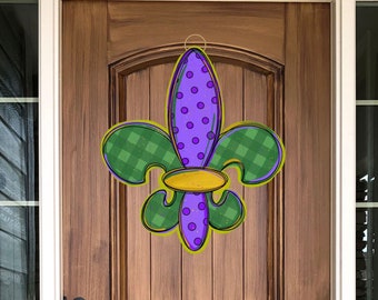 Mardi Gras Fleur De Lis Door Hanger, New Orleans, Mardi Gras, Fleur De Lis, New Orleans Door Hanger, Carnival