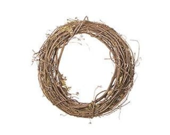 SET OF 6 Shabby Rustic Wedding Party Brown Grapevine Wreath Round 4 inches