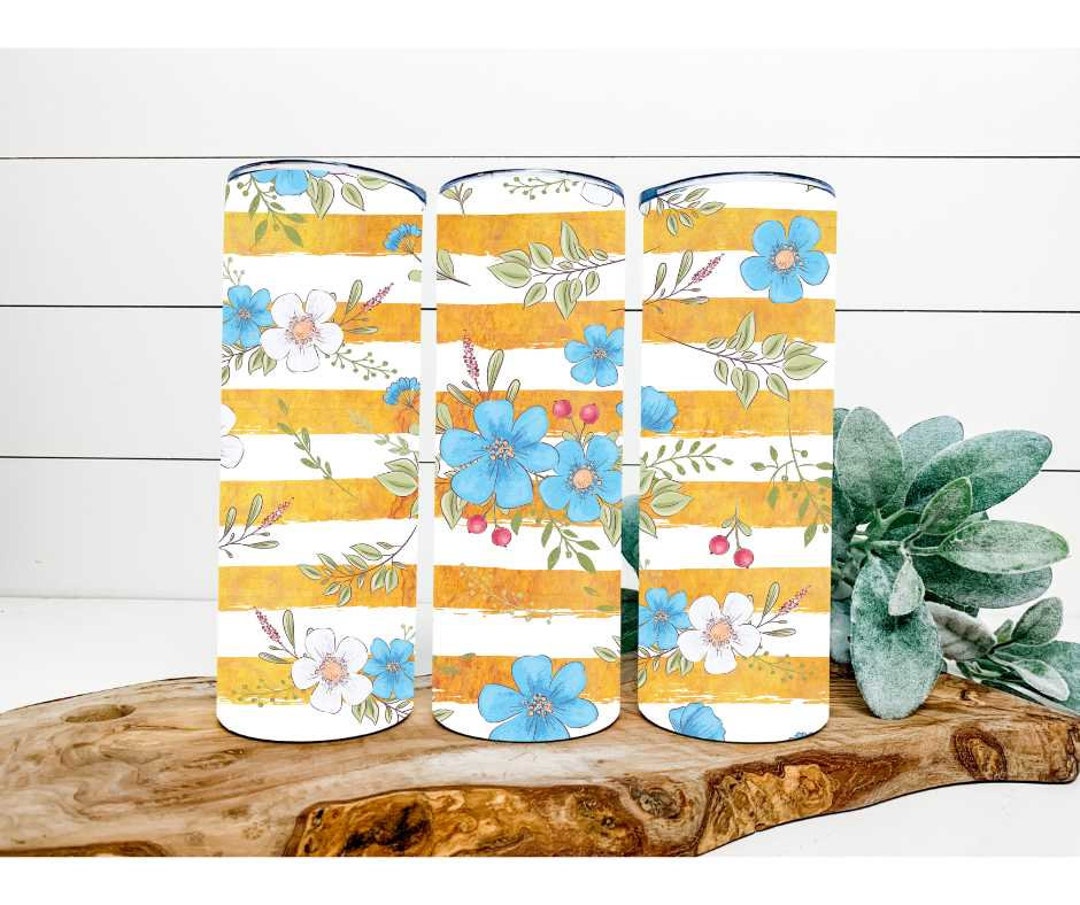 Blue Flower Tumbler, 20 Oz Skinny Tumbler DECOETUMBLER-189 - Etsy