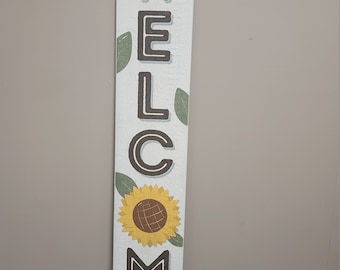 Welcome - White Sunflower Welcome- Porch Leaner