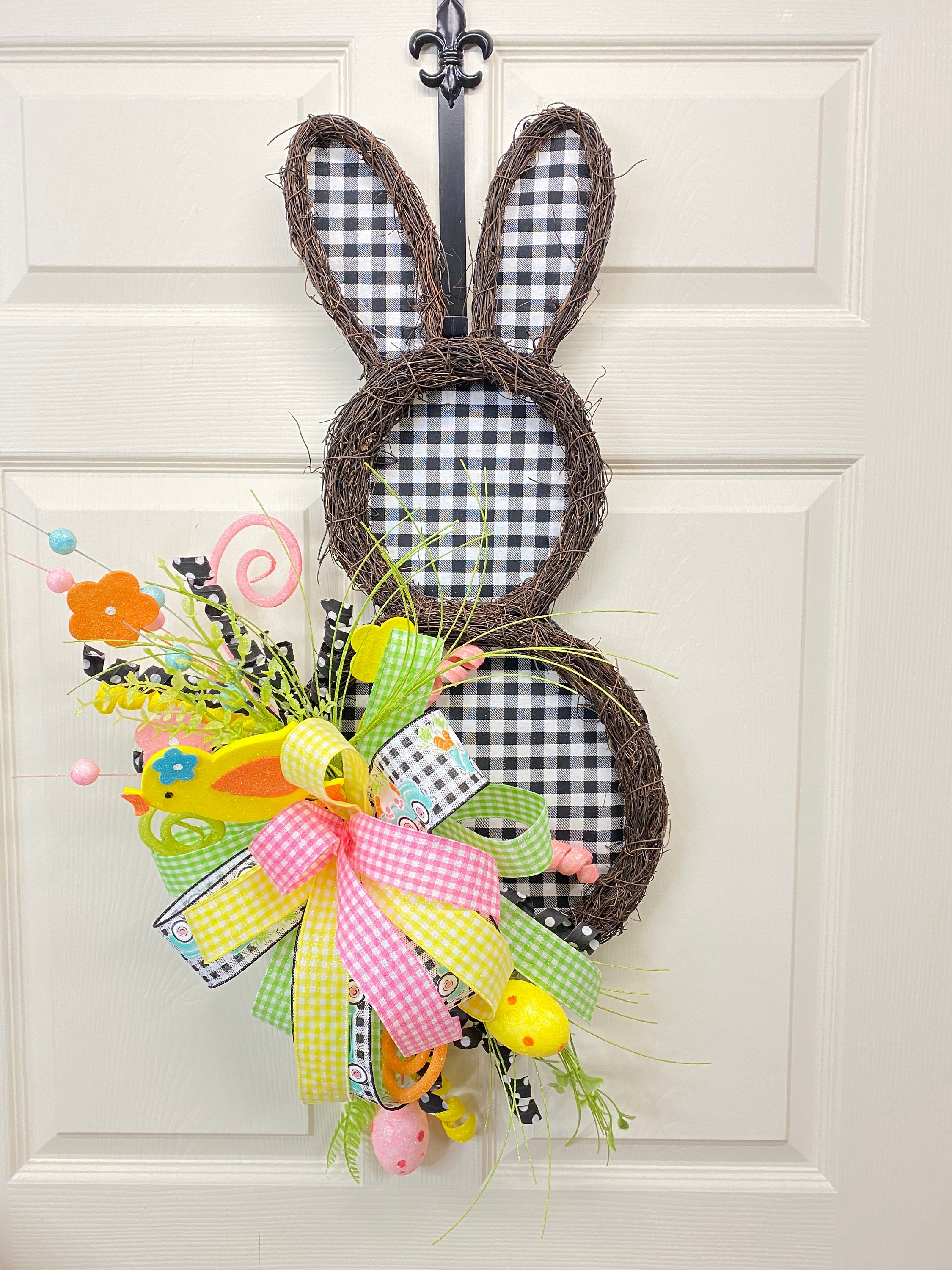 Easter Wreath bunny Door Hanger Easter Door Hang bright Etsy