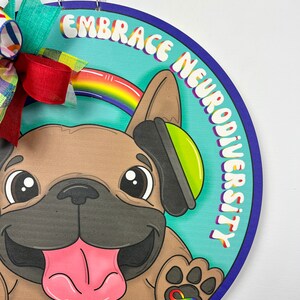 autism awareness door hanger, autism with dog paws, embrace nuerodiversity, autism infinite designs, door hanger for autistic home image 4