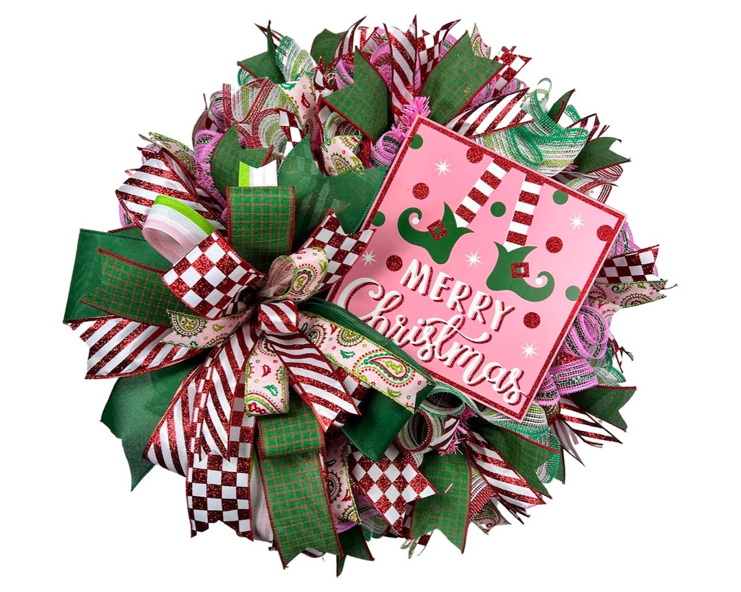 Christmas Wreath, Merry Christmas Wreath, Christmas Decor, Gift, Christmas Gift Idea, Pink