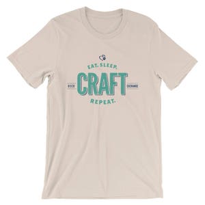 Teal on Cream - Eat Sleep Craft - Short Sleeve - DecoExchange