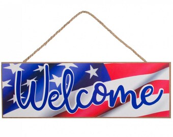 15"L X 5"H Welcome Patriotic Sign AP8036