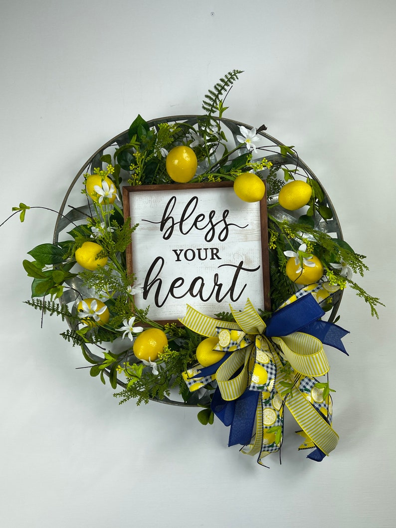 Lemon Wreath Best Seller Country Kitchen Wreath bless Your heart wreath Summer Wreath