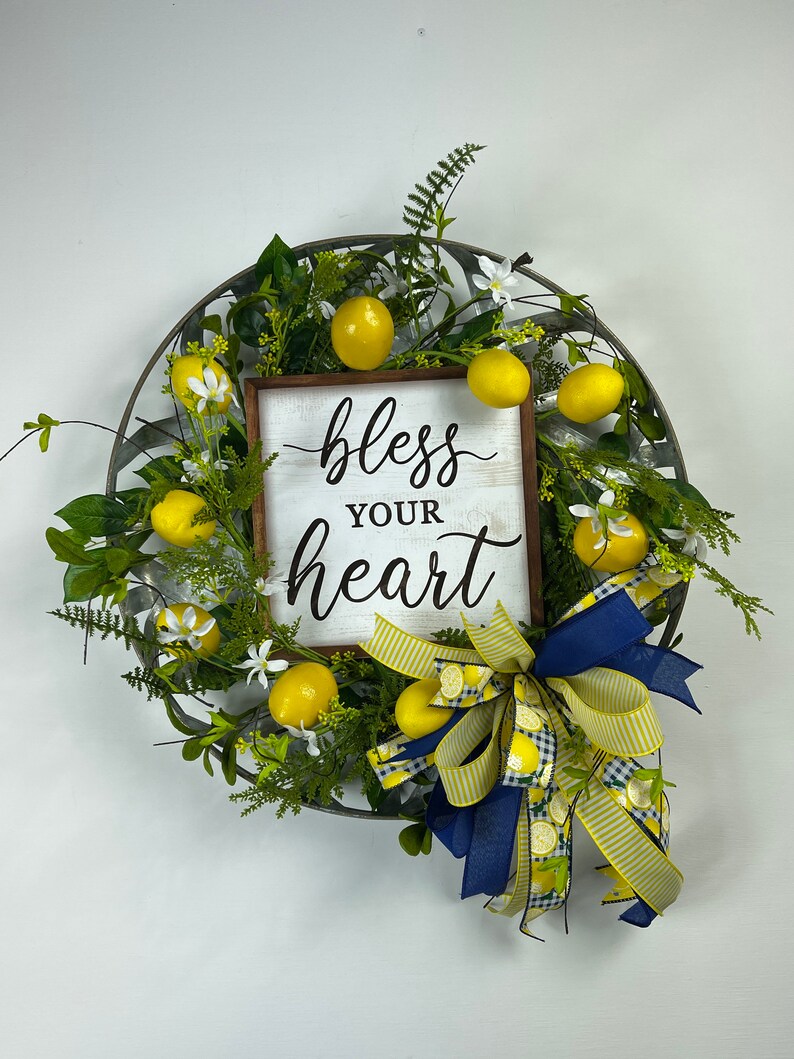 Lemon Wreath Best Seller Country Kitchen Wreath bless Your heart wreath Summer Wreath