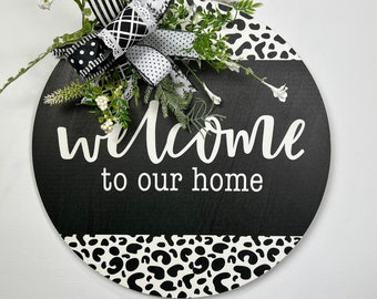 Front Door Decor | Welcome To Our Home | Year Round Wreath | Wreath | Front Door Sign | Door Hanger | Front Door Wreath | Housewarming Gift