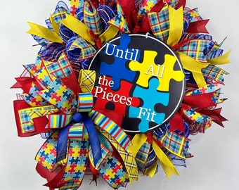 autism awareness wreath for front door, Christmas Gift Idea,