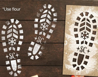 Santa Boot Print Reusable Stencil, Christmas Eve Prop, Wooden Santa Footprint Stencil, Reindeer footprints, Elf Footprints, Christmas Feet
