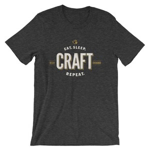 Cream on Grey - Eat Sleep Craft - Short Sleeve - DecoExchange