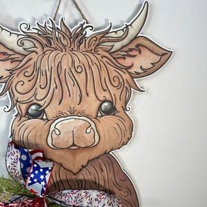 Front Door Decor Front Door Wreath Highland Cow Welcome Sign Front Door Sign Welcome Door Hanger Year Round Door Hanger image 5