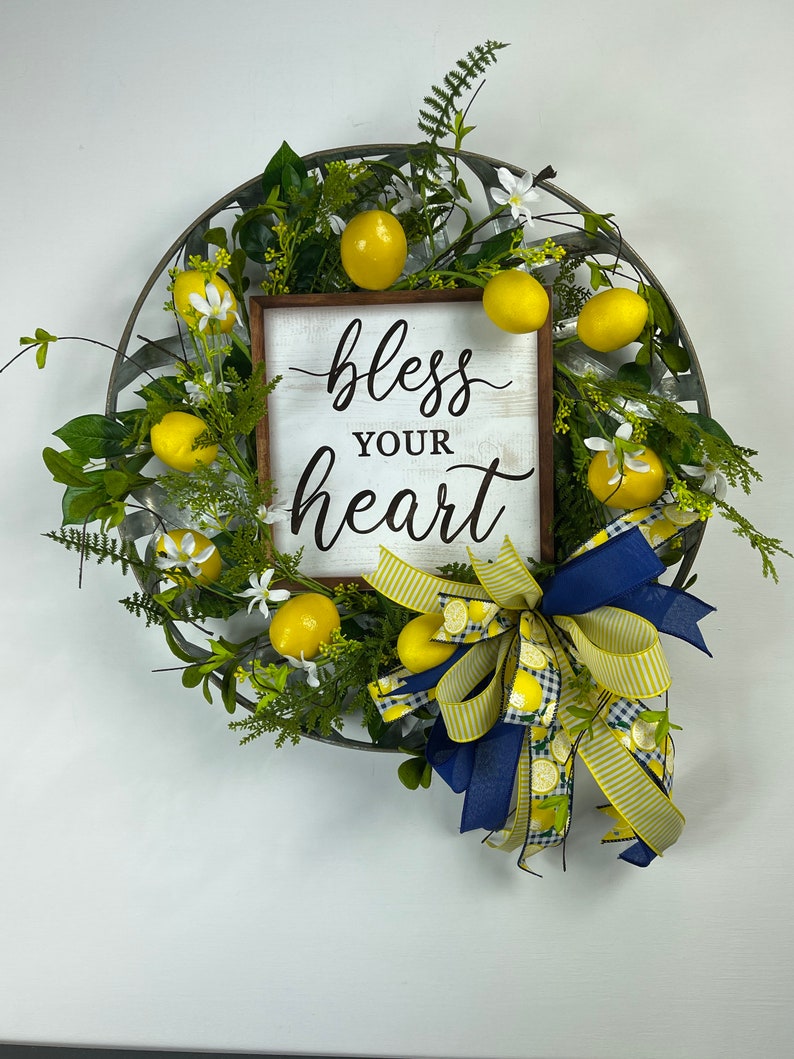 Lemon Wreath Best Seller Country Kitchen Wreath bless Your heart wreath Summer Wreath