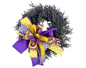 Louisiana Football Wreath, purple & yellow Wreath, tiger wreath, Baton Rouge Wreath, Louisiana Wreath, Door Hanger