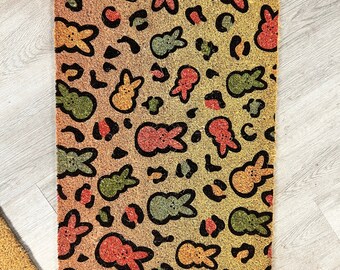 Leopard Easter Rabbit Doormat | Easter Doormat | Spring Doormat | Easter Decor | Holiday Doormat | Easter Gift