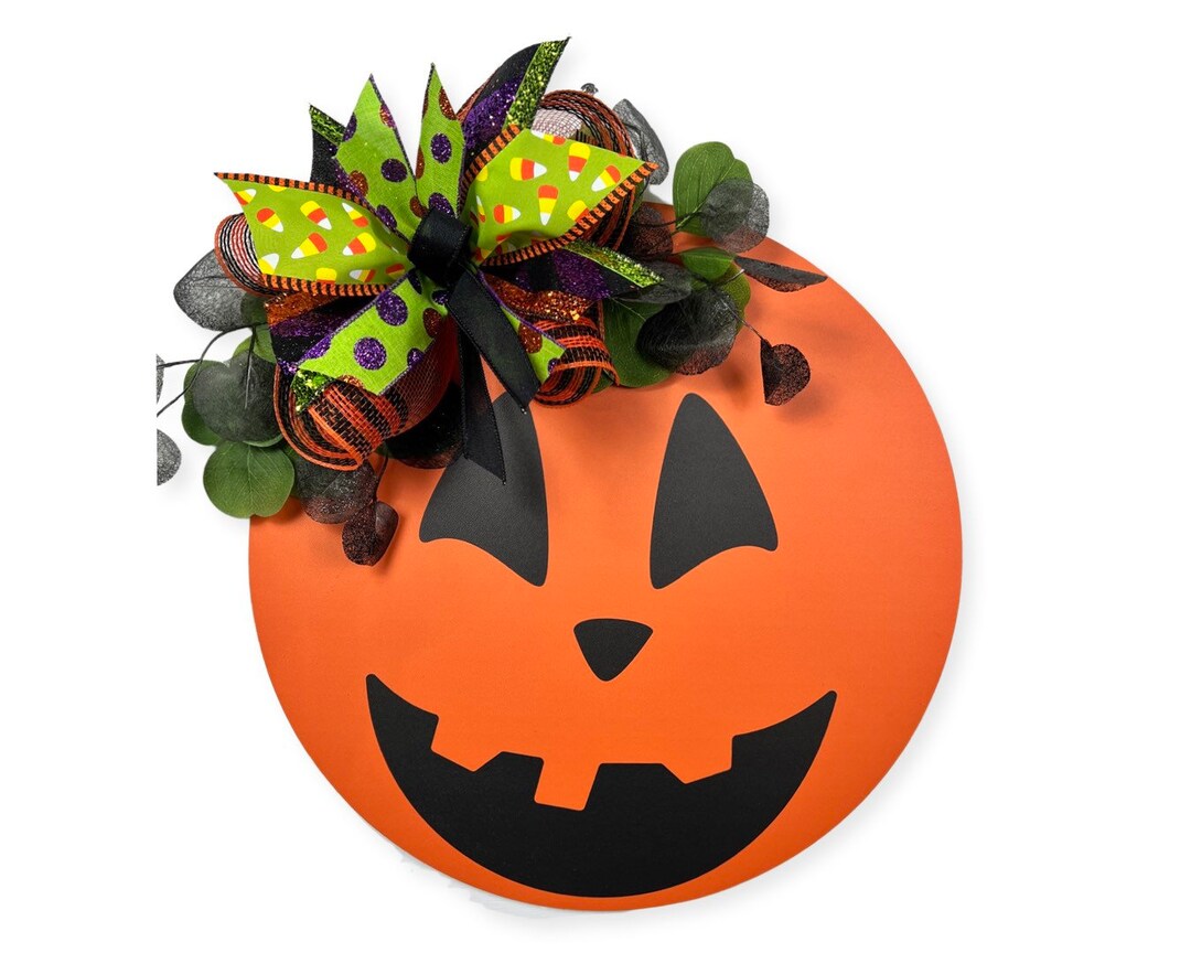 Front Door Decor, Halloween Front Door Wreath, Jackolantern Door