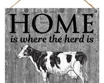10"Sq Home Is Where The Herd Is Sign Grey/Black/White AP8432