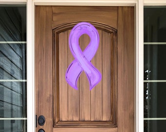 Purple Awareness Ribbon Front Door Decor | Purple Ribbon Wreath | Awareness Door Hanger | Purple Ribbon Door Hanger