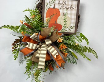 Happy Fall Wreath, Autumn wreath, Harvest Wreath, Wheat Wreath, Fall Wreath, Farmhouse Wreath, Rustic Wreath, pumpkin wreath