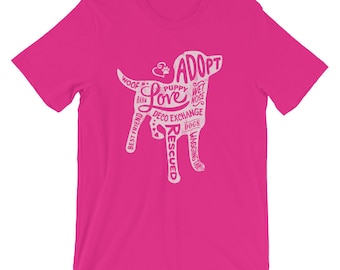 Light Pink on Berry - Dog Silhouette - Short Sleeve - DecoExchange