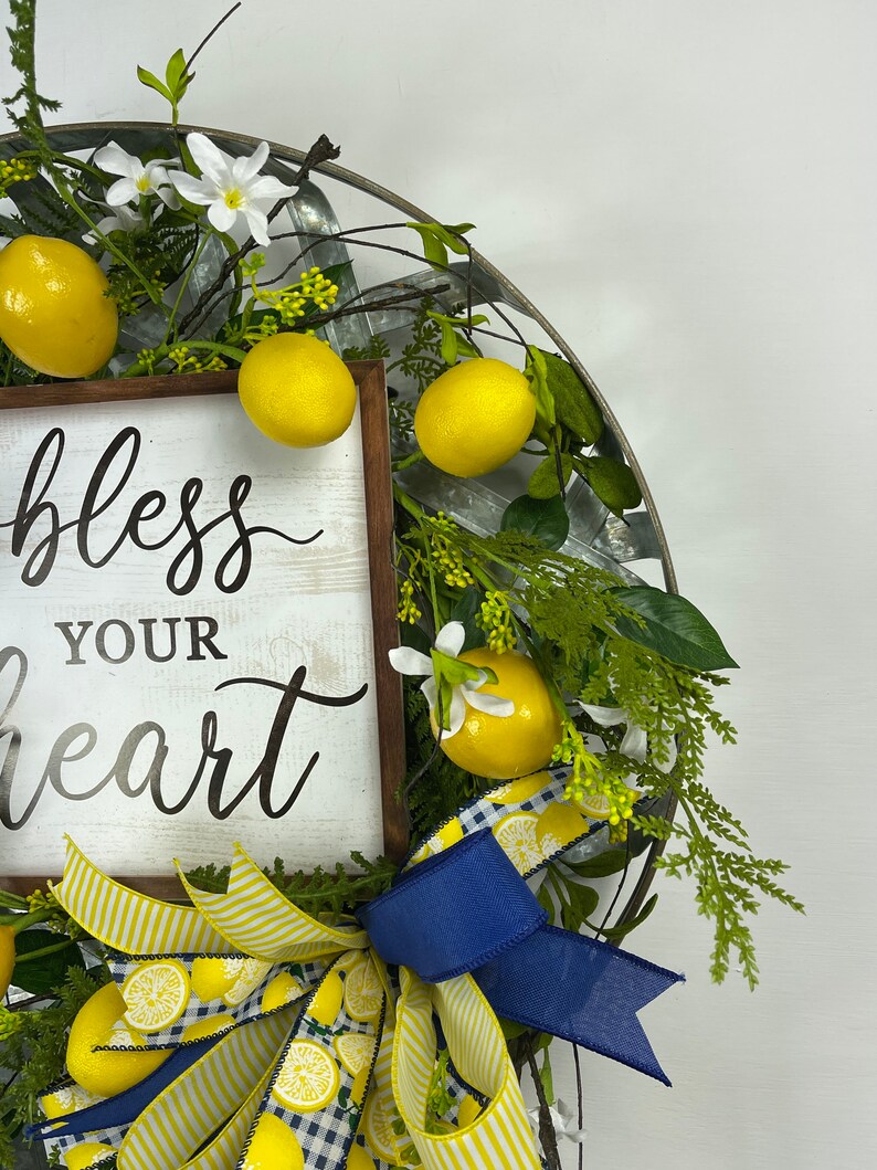 Lemon Wreath Best Seller Country Kitchen Wreath bless Your heart wreath Summer Wreath
