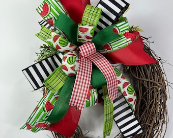 Front Door Decor | Welcome | watermelon bow | Summer Round Wreath | Wreath | Front Door Sign | Door Hanger | Housewarming Gift