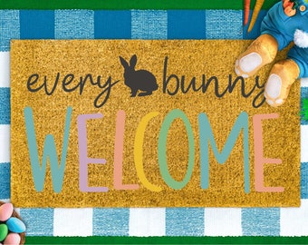 Every Bunny Welcome Doormat | Easter Decor | Easter Door Mat | Easter Bunny | Housewarming Gift | Welcome Mat | Door Mat | Cute Doormat