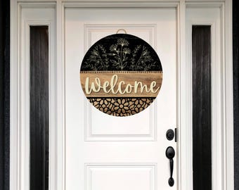Wooden Welcome Door Hanger | Front Door Decor | Front Door Sign | Newlyweds | Engagement gift| Front Door Wreath | Welcome Sign| Year Round