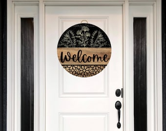 Wooden Welcome Door Hanger | Front Door Decor | Front Door Sign | Newlyweds | Engagement gift| Front Door Wreath | Welcome Sign| Year Round